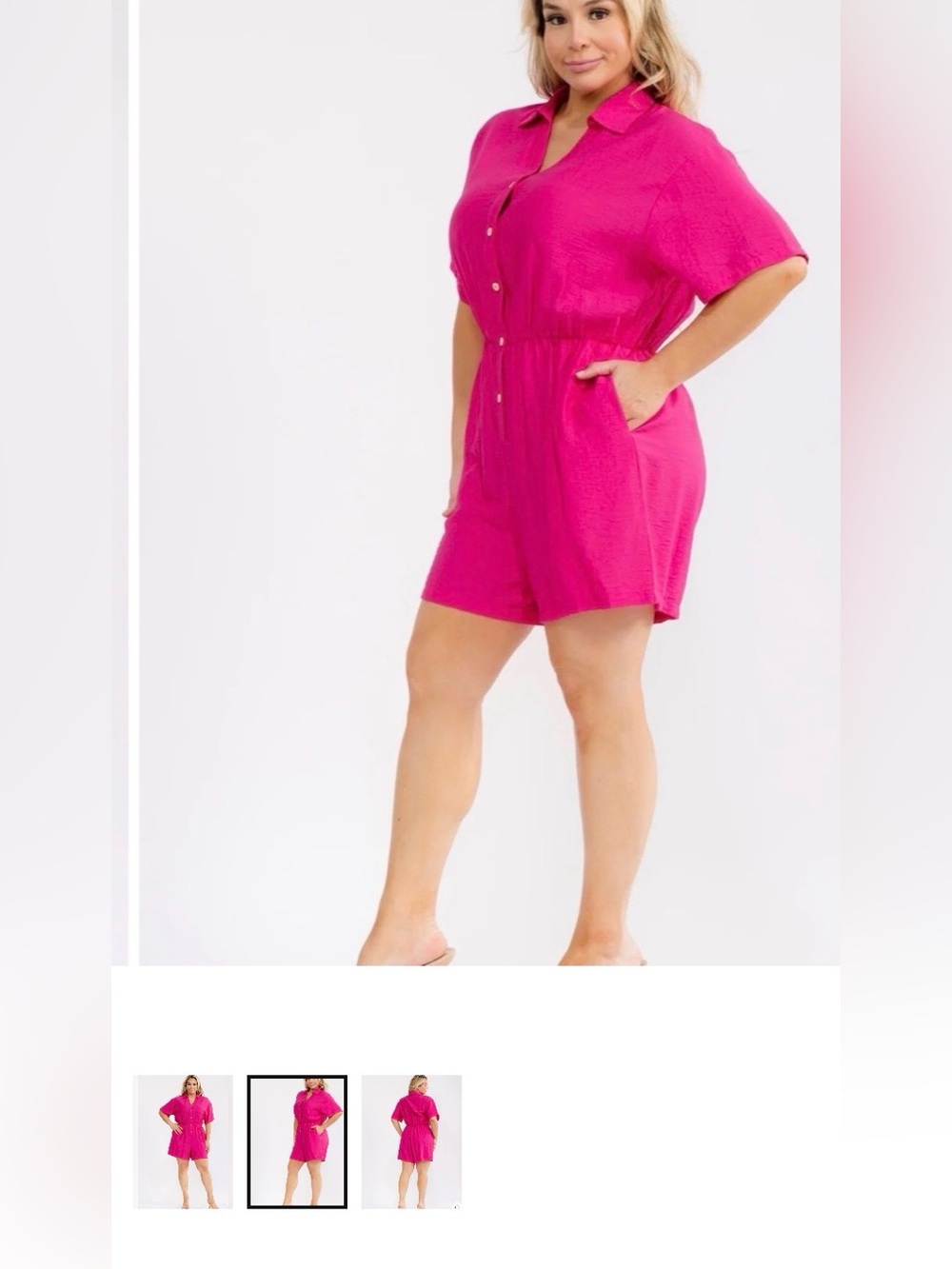 Bright Fuchsia Button-Front Romper